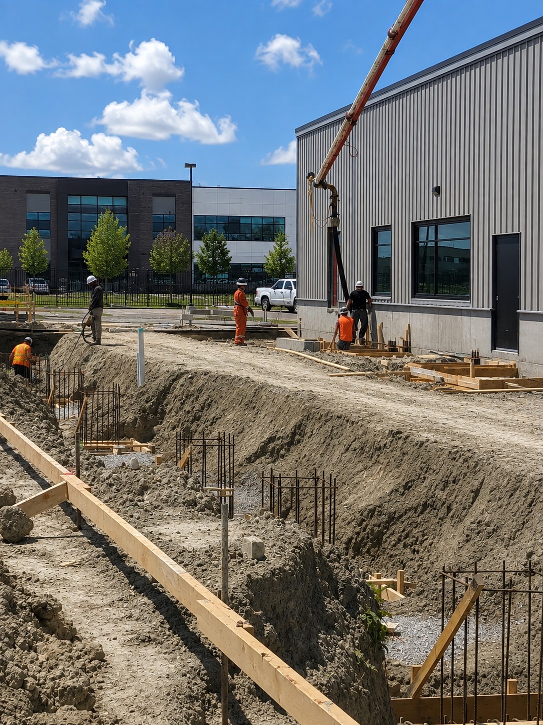 Foundation excavation and reinforcing